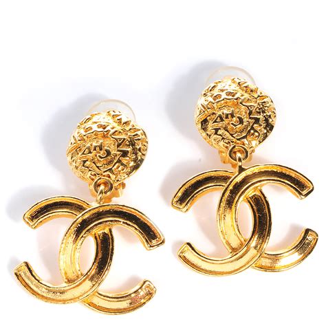 gold chanel earrings|genuine chanel earrings uk.